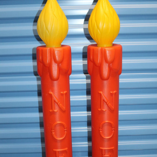 2Vintage Pair Blow Mold Christmas Noel Lighted Candles Yard Decor 38”Tall Canada
