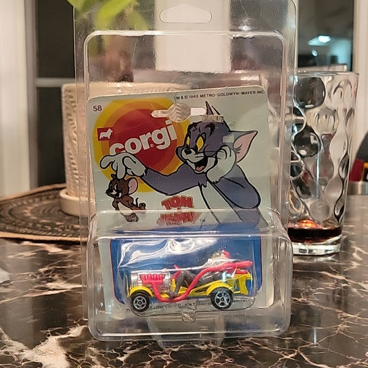 Vintage Corgi Jr Tom &Jerry 58 Mint On Card Yellow Base Car Toy Go Cart Cartoons
