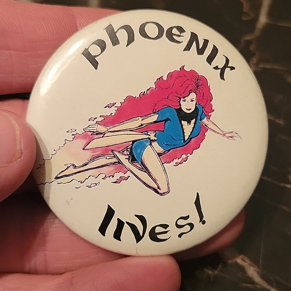 1984 Marvel X-Men Phoenix Lives Button 2.25" Paul Smith Mile High Comics Vintage