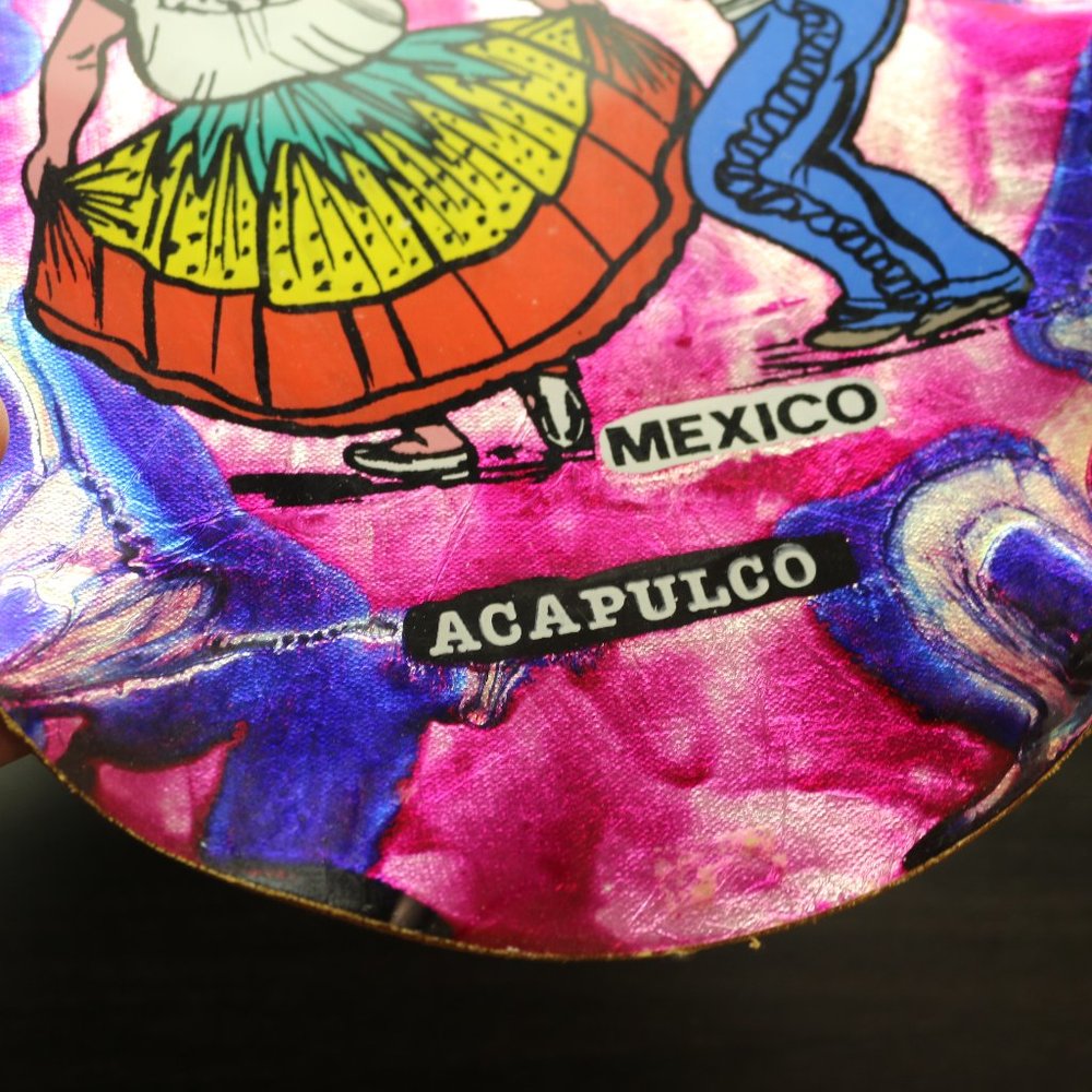 Decorative Plate  Acapulco From Mexico Children Dancing Pink Color