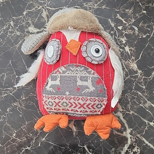 Owl Christmas Decoration - Plush Toy - Owl Figurine Beanies & Buttom Eyes Rare