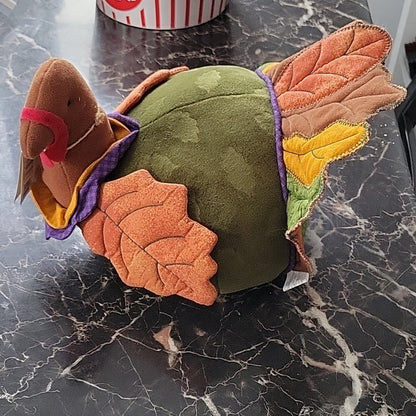Vtg Hallmark Plush Turkey Stuffed Quilted Fall Thanksgiving Decor Centerpiece