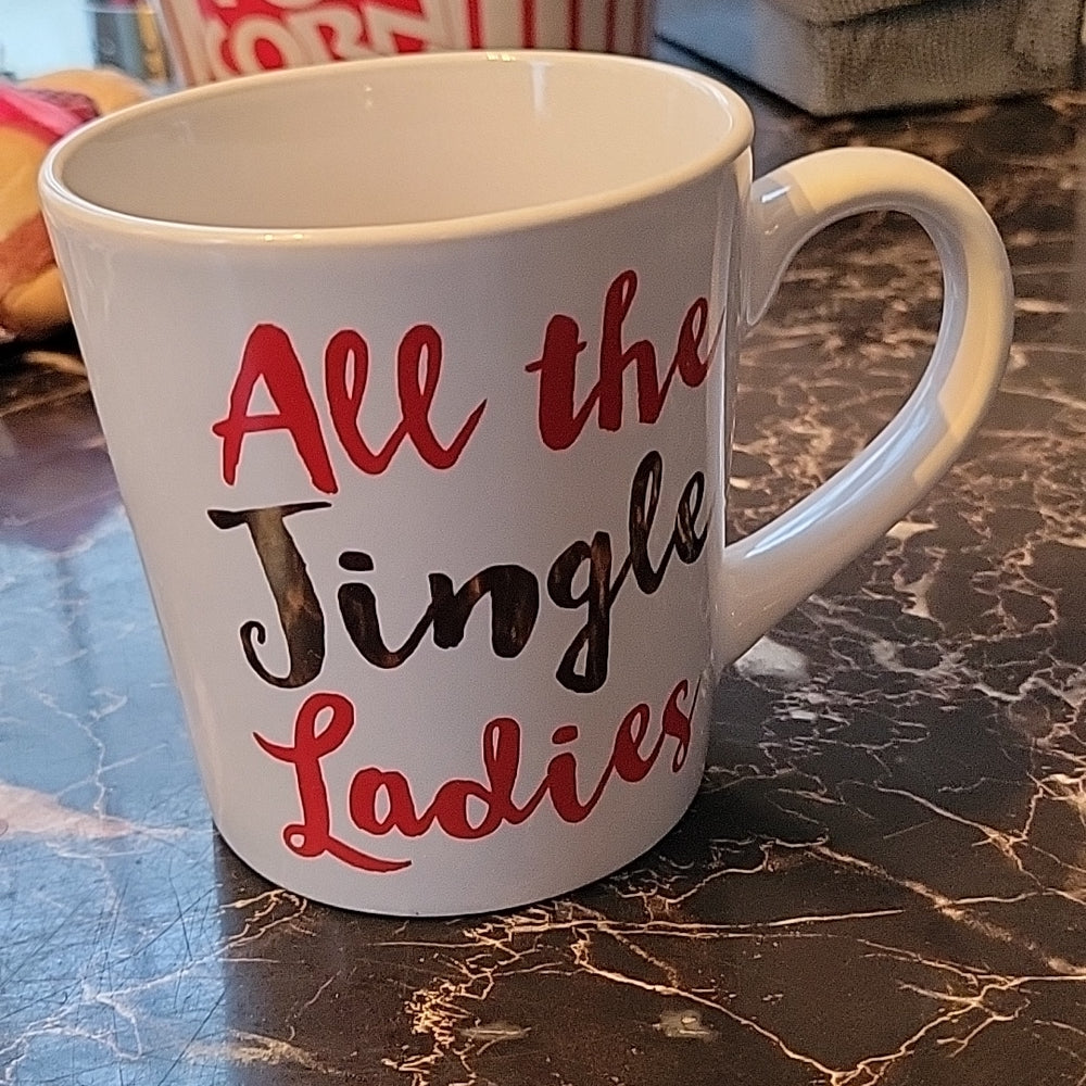 Christmas All The Jingle Ladies Red & Golden Letter Mug