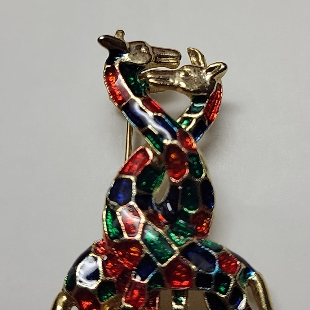 Betsey Johnson Cute Enamel Double Giraffe Deer Lovers Animal Brooch Pin Gift