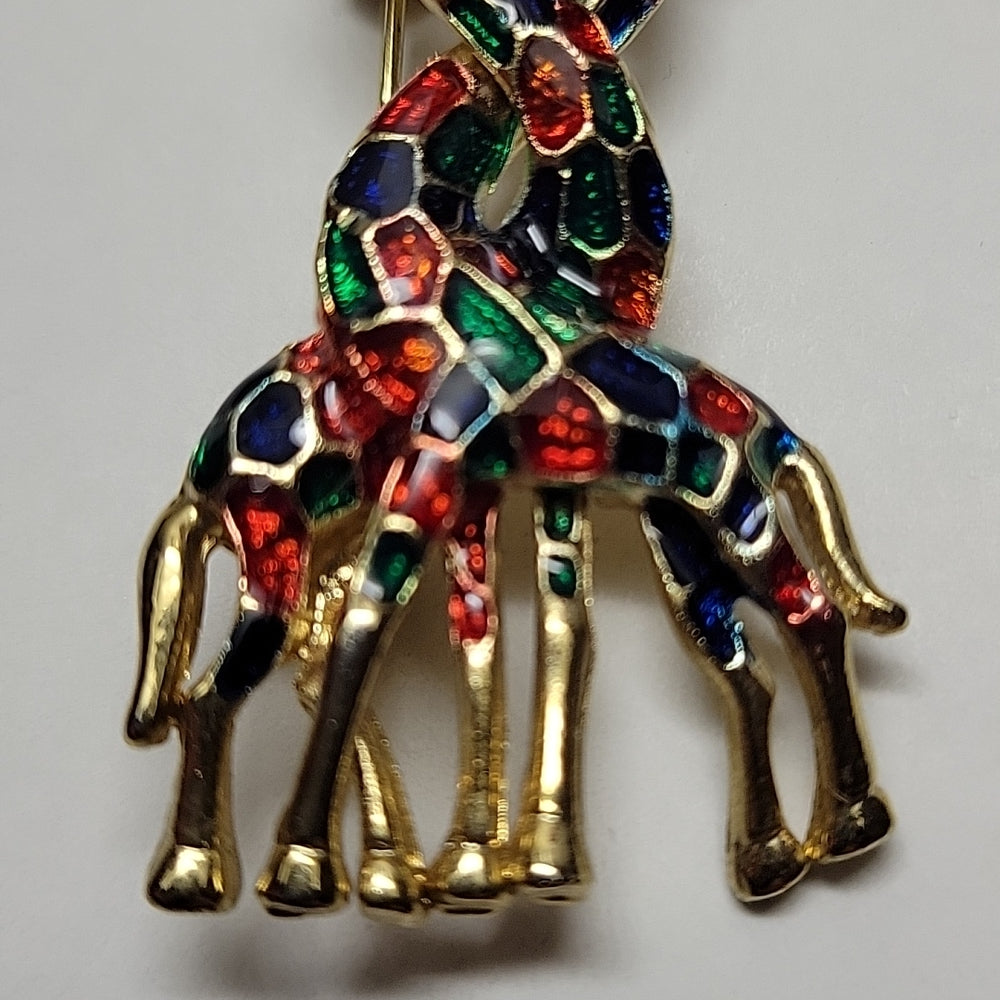 Betsey Johnson Cute Enamel Double Giraffe Deer Lovers Animal Brooch Pin Gift