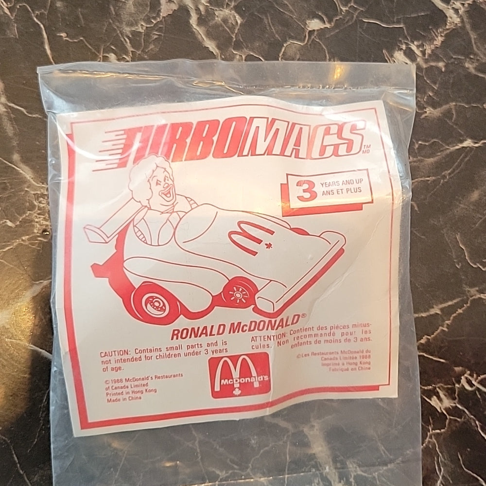 Sealed Ronald Mcdonald In Car Turbomacs Mcdonalds Happy Meal Toy Nip 1988 Vtg