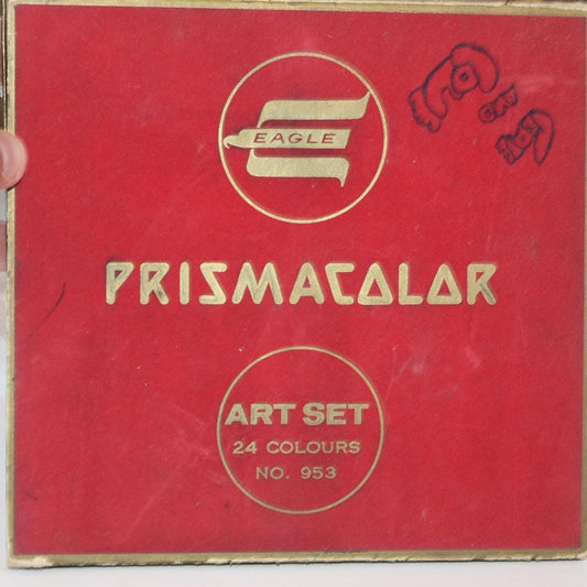 Vintage Eagle Prismacolor Colors Art Set 960 Red Box 57 Pencils Rare Turquoise