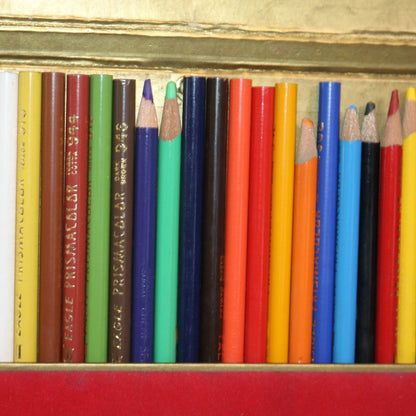 Vintage Eagle Prismacolor Colors Art Set 960 Red Box 57 Pencils Rare Turquoise