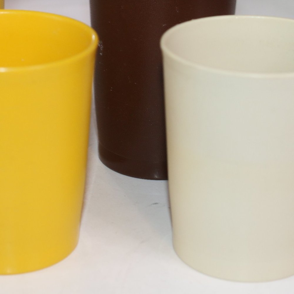 Lot Of 5 Tupperware Juice Drinking Glass Cup Harvest Brown Yellow Mixed6 Oz-1251