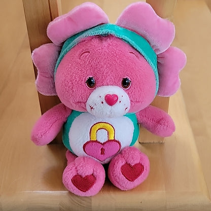 Plush Care Bears Secret Heart Lock Hoodie Pink Stuffed 2005 Vintage Rare