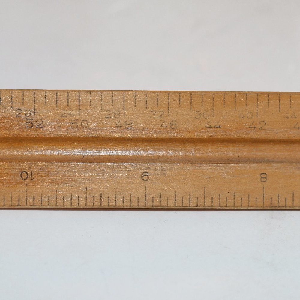 Vintage K & E Co Wooden 3 Sided Triangle Ruler Star Quality 8895 12 Inches