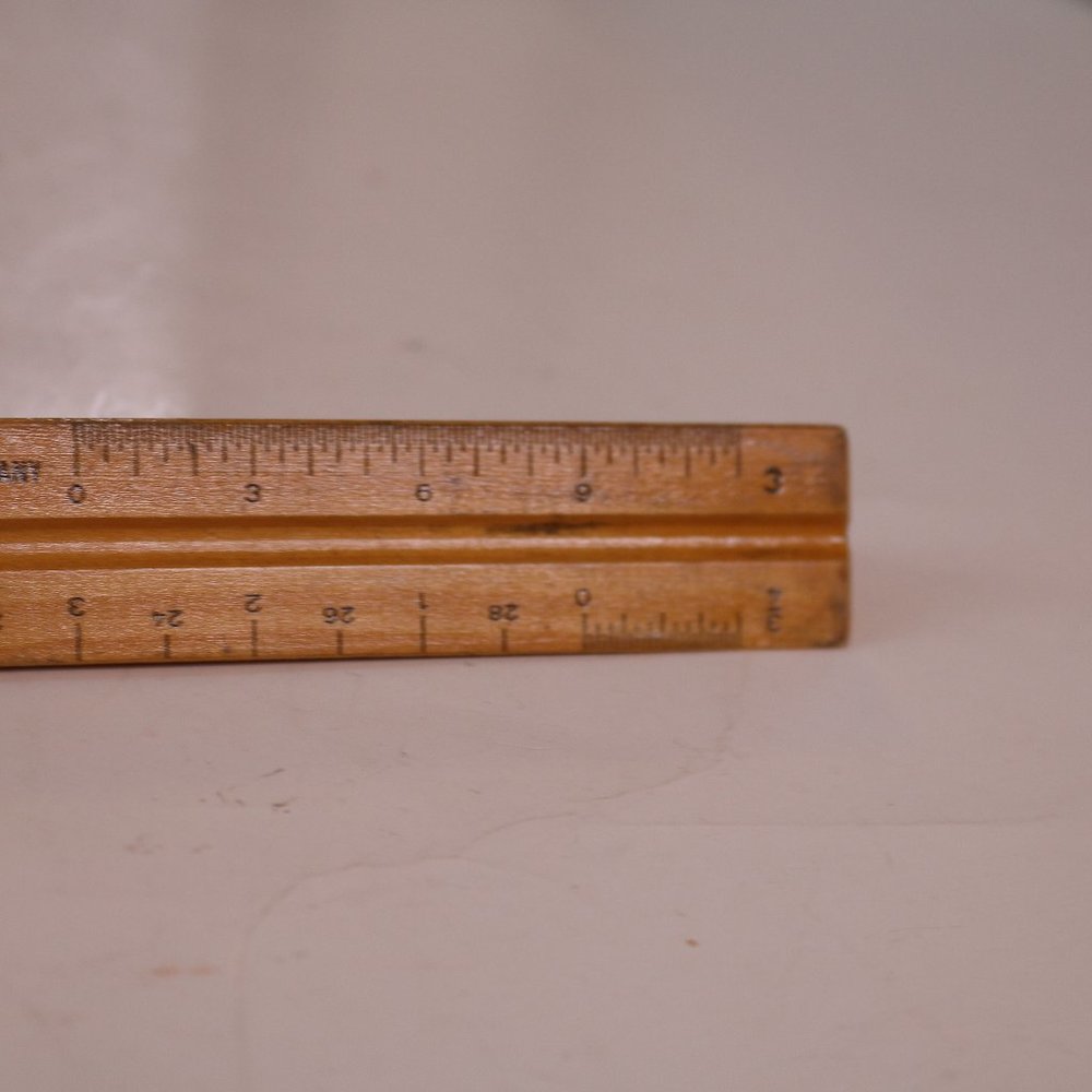 Vintage K & E Co Wooden 3 Sided Triangle Ruler Star Quality 8895 12 Inches