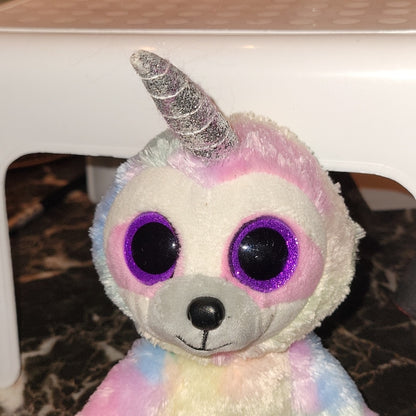 Ty Beanie Boos Cooper Unicorn Sloth Rainbow Glitter Sparkle Plush Doll 6-7Inch
