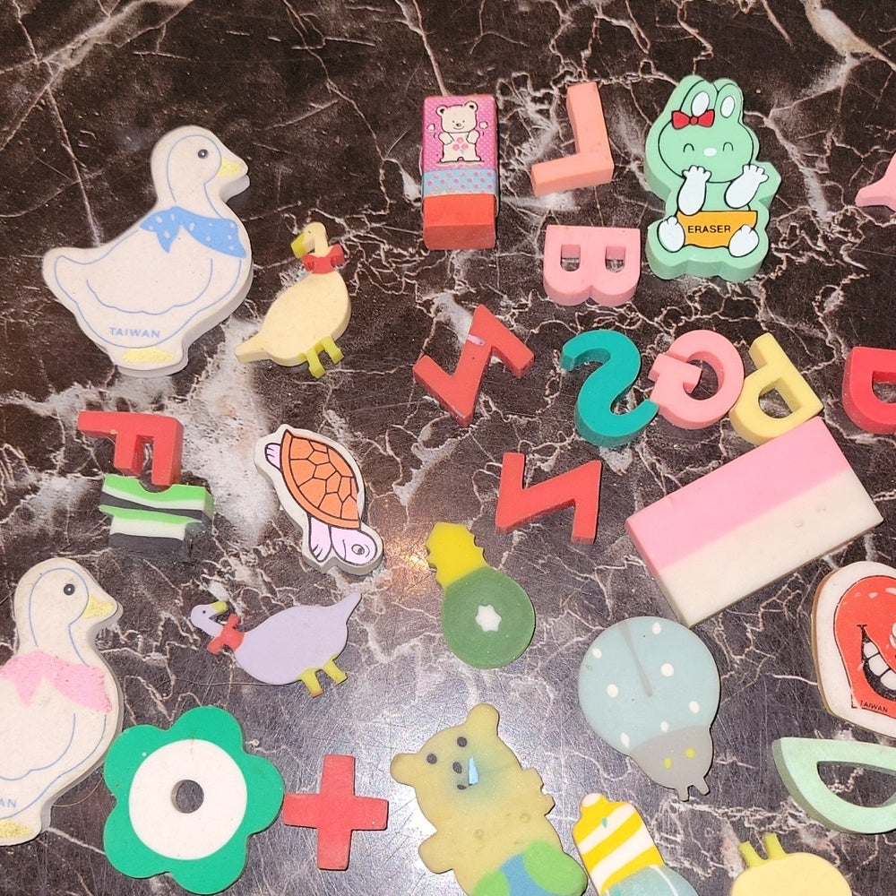 Lot Of Mixed Vintage Eraser Toys