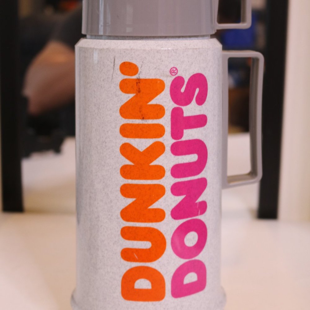 Dunkin Donuts Thermos Glass Liner Coffee Tea Travel Mug Grey Gray Made In Canada