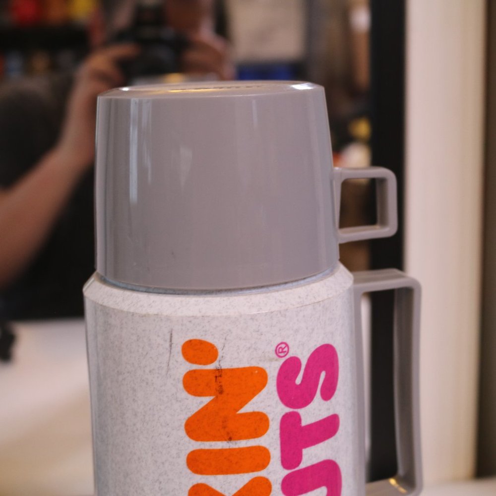 Dunkin Donuts Thermos Glass Liner Coffee Tea Travel Mug Grey Gray Made In Canada