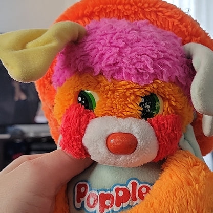 Vintage 1986 Mattel Sports Popples Dunker Basketball Orange Plush Stuffed Animal