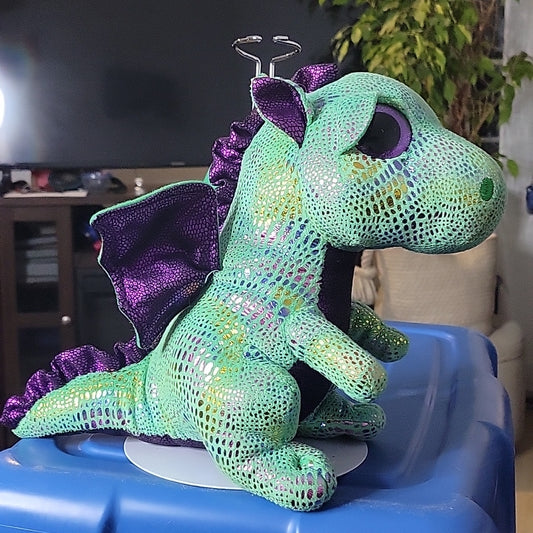Ty Beanie Boo 9” Cinder Green Sparkly Glittery Plush Stuffed Dragon Animal Toy