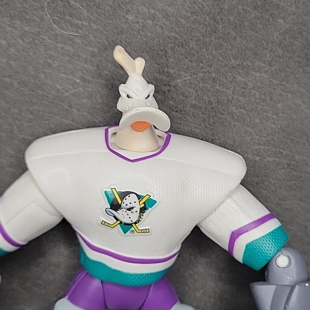 Disney Wildwing Duck Figure Vtg Mighty Ducks Goalie, Stick Anaheim Hockey Loose