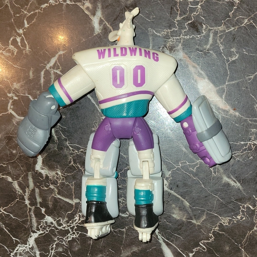 Disney Wildwing Duck Figure Vtg Mighty Ducks Goalie, Stick Anaheim Hockey Loose