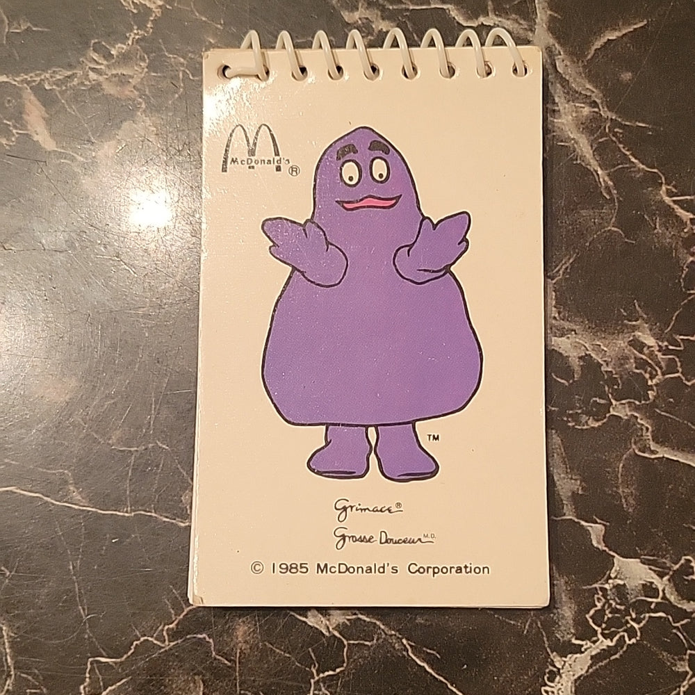 Grosse Douceur Grimace 1985 Mcdonald'S Corporation Notepad Mc Donald'S Sheets