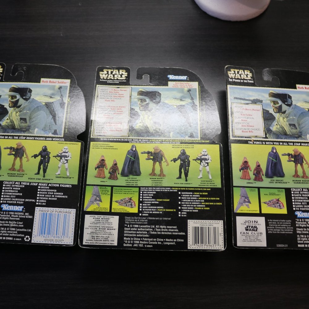 3X Star Wars The Power Of The Force Action Figure Hoth Rebel Soldier 1996 Sealed