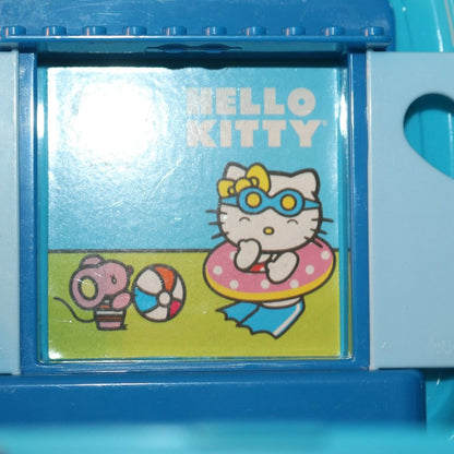 Vintage 1976~Sanrio Hello Kitty~Blue Plastic Case 5" With Lego Hookups. Rare.