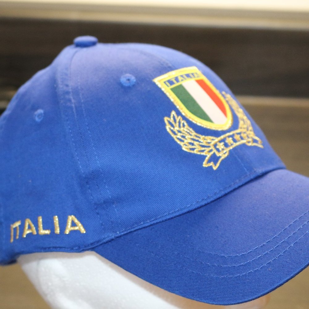 Italia Italy Flag Emblem Gold Stars Blue Baseball Cap Hat