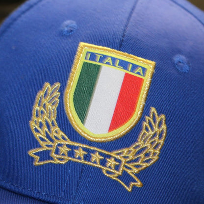 Italia Italy Flag Emblem Gold Stars Blue Baseball Cap Hat