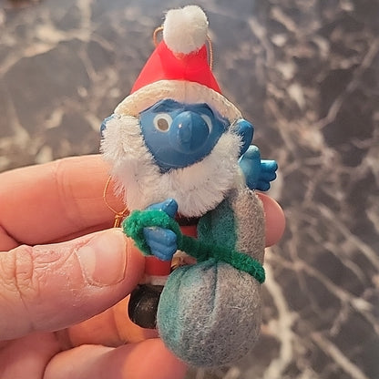 Santa Claus Papa Smurf Ornament Vintage Figure Toy Christmas Decoration