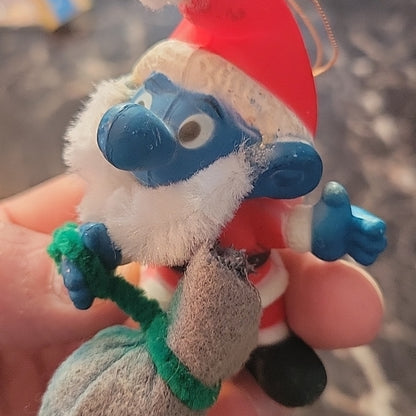 Santa Claus Papa Smurf Ornament Vintage Figure Toy Christmas Decoration