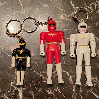 Lot Of 3 Action Figure Key-Chain Ninja Sentai Bootleg Power Rangers Toys Thunder