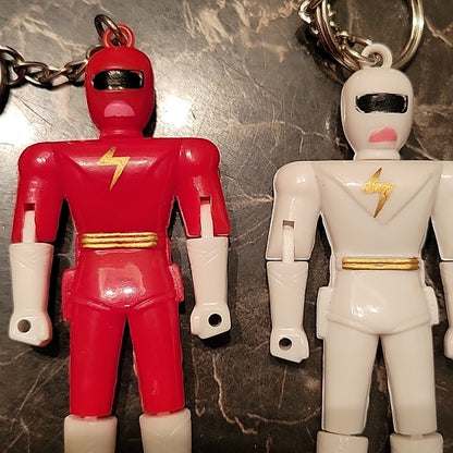 Lot Of 3 Action Figure Key-Chain Ninja Sentai Bootleg Power Rangers Toys Thunder