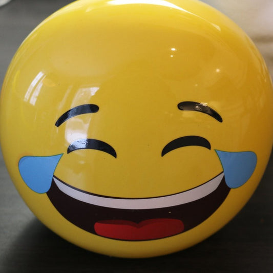 Pottery Yellow Happy Smiley Laughing Face Ceramic Piggy Bank