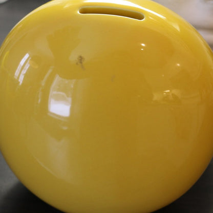 Pottery Yellow Happy Smiley Laughing Face Ceramic Piggy Bank