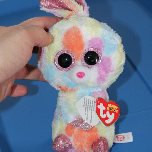 Ty Beanie Boo Bloomy Bunny Multicolor Stuffed Animal Plush Toy W/ Tag 15Cm