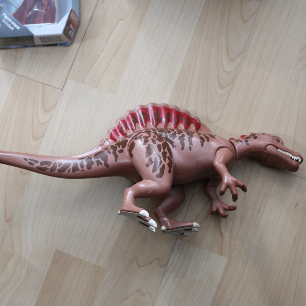 Playmobil Spinosaurus Dinosaur Rare 15” Long Tan Brown Red Movable Dino