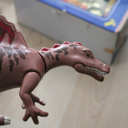 Playmobil Spinosaurus Dinosaur Rare 15” Long Tan Brown Red Movable Dino