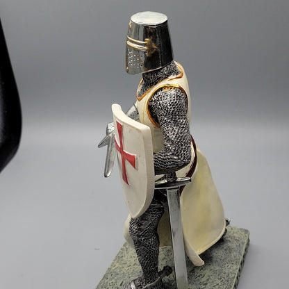 8.5 Inch Tall Holy Crusader Knight Holding Sword And Shield Figurine Statue