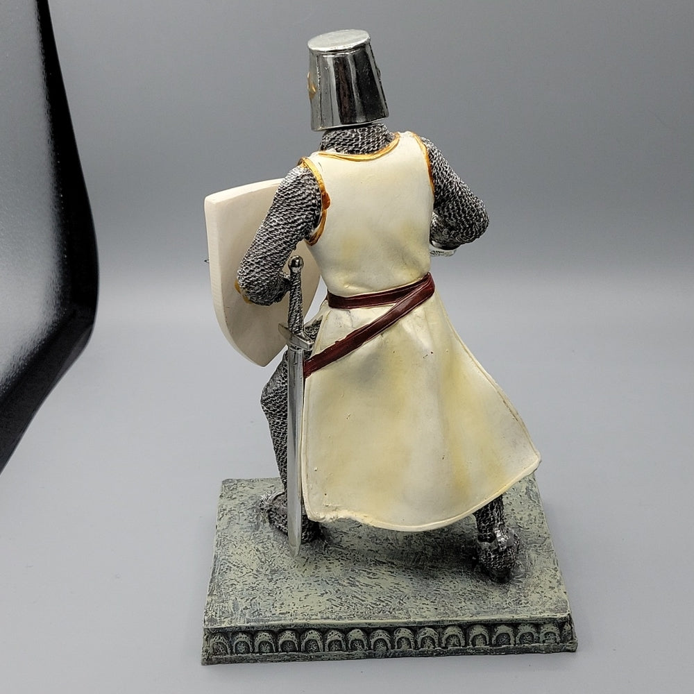 8.5 Inch Tall Holy Crusader Knight Holding Sword And Shield Figurine Statue